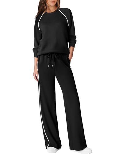 Sampeel Women 2 Piece Lounge Sets Sweatsuit Fall Outfits Matching Sets - color: Black, size: X-Large