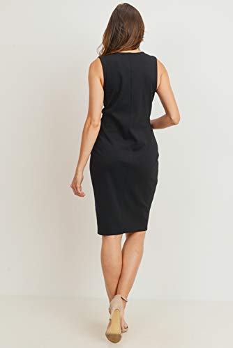 Womens Front Pleat Knee Length Midi Maternity Dress - color: Black, size: Medium