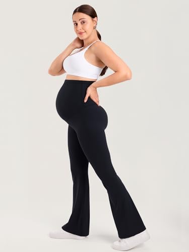 MOMANDA Flared Maternity Leggings 31.5" - color: Black, size: Small