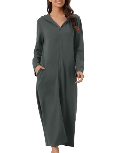 cheibear Women Long Sleeve Cardigan Knit Zip Up with Pockets - color: Deep Gray, size: Large