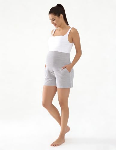 Viscose from Bamboo Maternity Summer Lounge Pajama Shorts - color: Black/Grey, size: X-Large