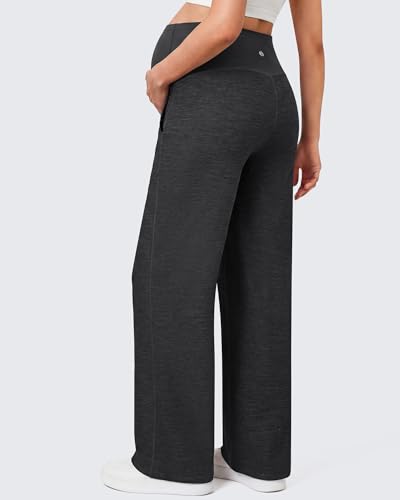 G4Free EverGoing Maternity Pants Over the Belly Pregnancy Work Trousers - color: Charcoal Heather, size: Small