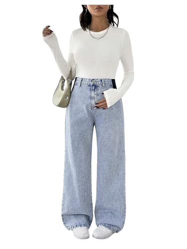 MakeMeChic Women's Maternity Jeans Loose Fit Over The Belly Pants - color: Light Wash, size: X-Large