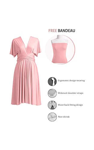72styles Multi-Way Wrap Short Infinity Dress for Bridesmaids - color: Dusty Rose