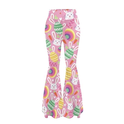 70s Bell Bottom for Women Hippie High Waist Flare Pants - color: Cute Rabbit Egg, size: X-Large