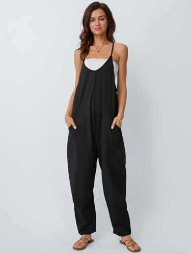 AUTOMET Womens Jumpsuits Casual Summer Romper Beach Vacation Outfits 2026 - color: Black, size: Small
