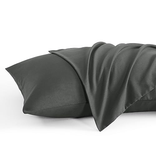 NTBAY Standard Microfiber Pillowcases, Set of 2, Dark Grey - color: Dark Grey, size: Standard (20"x26")