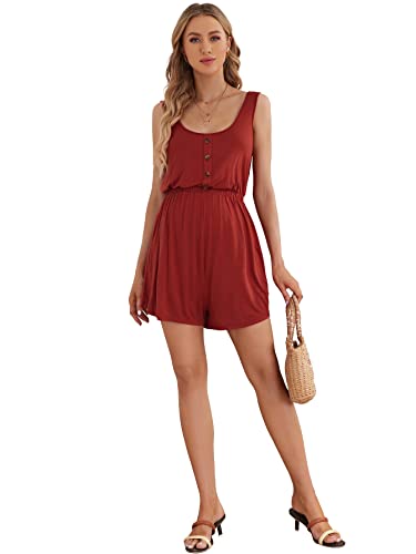 Verdusa Women's Maternity Romper Lightweight Button Jumpsuit Shorts - color: Rust Brown, size: X-Small