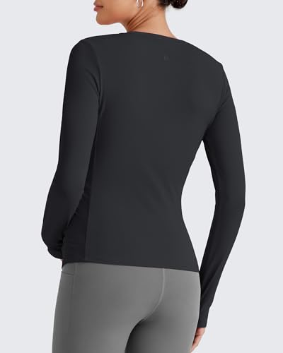 G4Free BareFeel Pregnancy Workout Tops Maternity Long Sleeve Shirts Ruches - color: Black, size: Medium