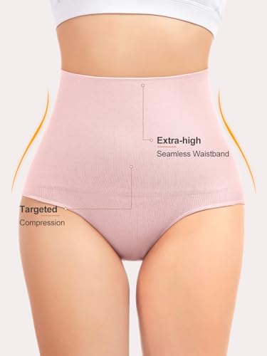 OVRUNS Tummy Control Shapewear Panties for Women High Waisted Compression Underwear C Section Postpartum Full Coverage Briefs - color: 3pack-pink, size: Large
