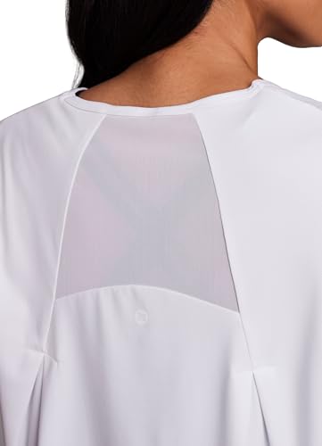 RBX Active Women's Workout Top with Mesh Panels, Breathable Quick Drying Gym Running T-Shirt, with Plus Sizes - color: White, size: 1X