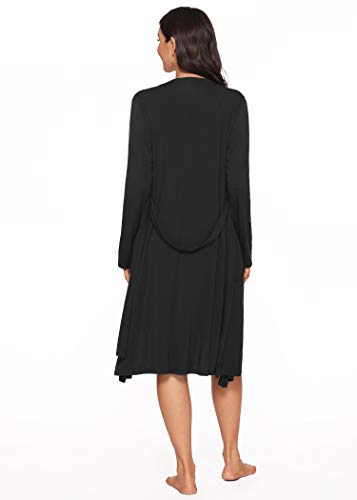 Latuza Women's Viscose Nursing Nightgown and Robe Set - color: Black, size: Large