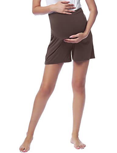 Joyaria Bamboo Viscose Cooling Maternity Pajama Shorts,Maternity Clothes - color: Chocolate, size: Large