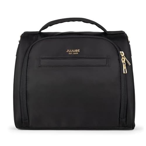 JuJuBe Insulated Bottle Bag, 3-Bottle Breastmilk Cooler with Shoulder Strap - color: Black