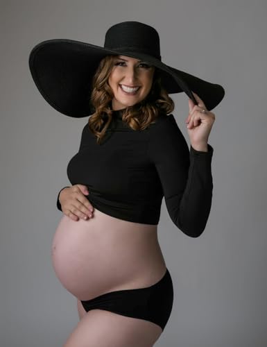 Women's Maternity High Collar Long Sleeves Pullover Tops - color: Black, size: Medium