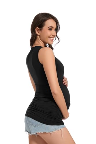 Smallshow Women's Maternity Tank Top 3 Pack - color: Black-deep Grey-light Grey(3 Pack), size: XX-Large