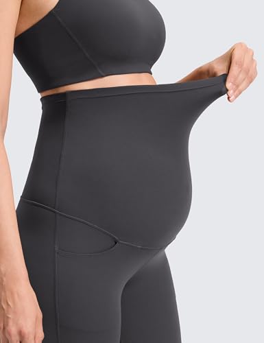 CRZ YOGA Maternity Flare Leggings Pocket 29'' - color: Mysterious Grey, size: Large