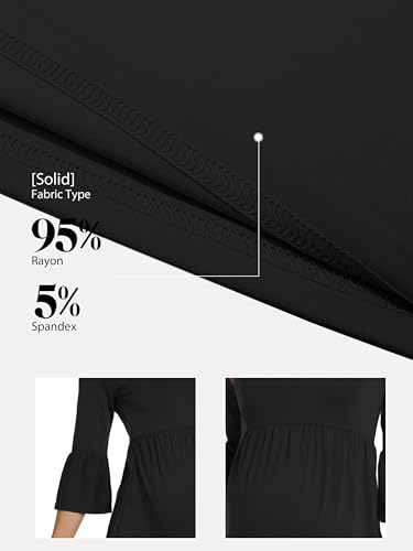 Ecavus Women's Maternity Shirt Striped Peplum 3/4 Sleeve Maternity Top - color: Black, size: Large