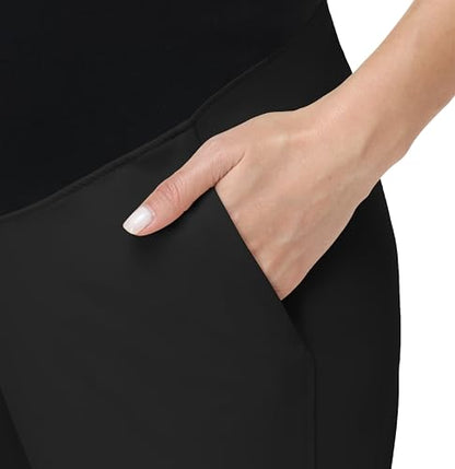 Maternity Pants Over Belly Pregnancy Casual Scrub Pant - color: Black, size: Large