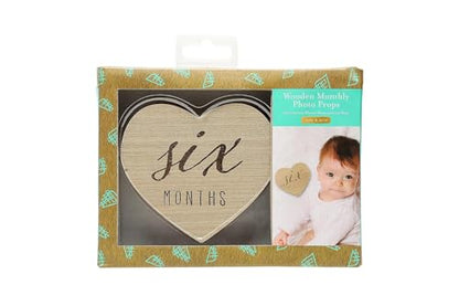 Kate & Milo Wooden Heart Baby Monthly Milestone Discs - color: Heart