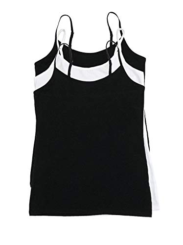Felina Modal Stretch Camisole for Women, Modal, Cotton Cami - color: Black White, size: X-Large