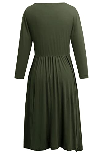 Smallshow Women's 3/4 Sleeve Maternity Nursing Dress for Breastfeeding - color: Army Green, size: Large