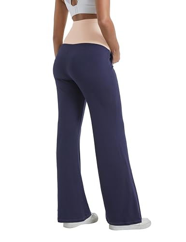 Women's Maternity Pants Wide Leg Trousers - color: 2 Pack Black/Navy, size: Small
