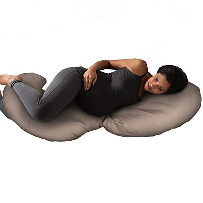 Boppy Total Body Pregnancy Pillow, Organic Cotton Cover, Maternity Support - color: Organic Biscuit
