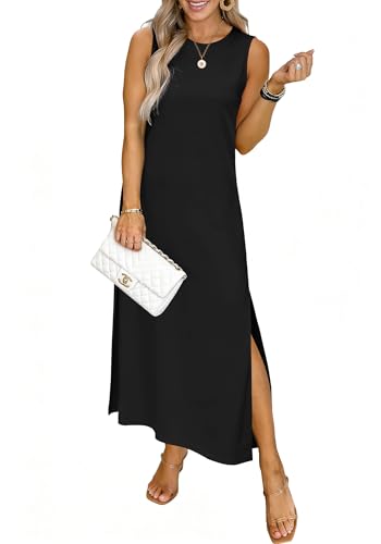 RUMIA Womens Summer Dresses Sleeveless Long Dress with Pockets - color: Black, size: XX-Large