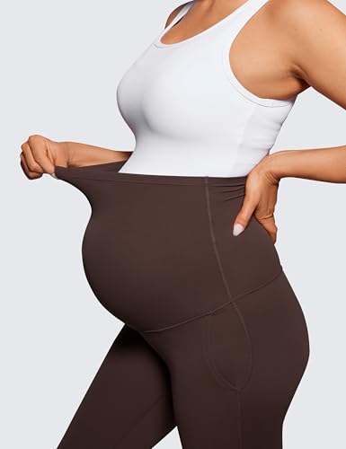CRZ YOGA Maternity Flare Legging Pocket 31'' - color: Hot Fudge Brown, size: Small