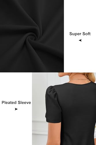 OUGES Womens 2026 Maternity Tops Shirts Pleated Short Sleeve Crew Neck Tunic Summer Casual Pregnancy Clothes - color: Black, size: XX-Large