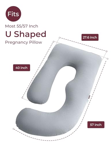 Momcozy Cooling Pregnancy Pillow Cover, U Shaped Maternity Pillowcase - color: U Shape-cooling-grey