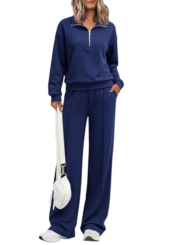PRETTYGARDEN Women's Lounge Sets 2 Piece Outfits Sweatsuits - color: Dark Blue, size: Small
