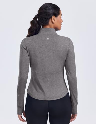 PINSPARK Women's Cropped Workout Jacket Lightweight Full Zip Running Jacket - color: Heather Grey, size: X-Large