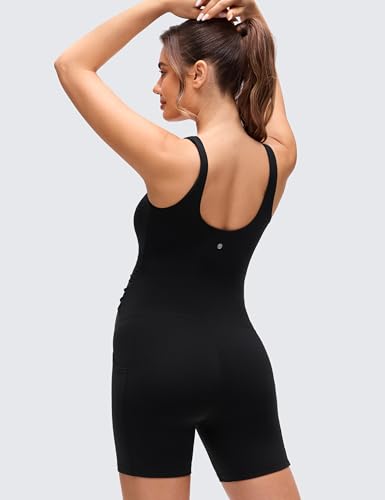 CRZ YOGA Maternity U Neck Romper Pockets - color: Black, size: X-Small