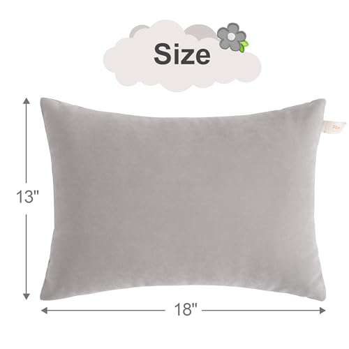 BEDSUM Plush Toddler Pillows, 13 x 18, Microfiber, 2 Pack, Light Grey - color: Light Grey, size: 13x18 inches