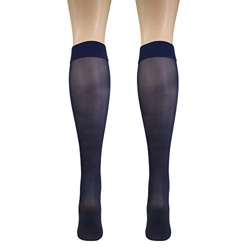 Truform Sheer Compression Stockings, 8-15 mmHg, Women's Knee High Length, 20 Denier - color: Navy, size: Large (1 Pair)