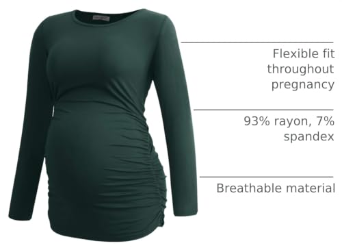 Smallshow Women's 4 Pack Maternity Shirts Long Sleeve - color: Army Green-deep Green-teal-maroon(4 Pack), size: Small