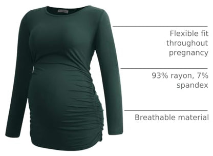 Smallshow Women's 4 Pack Maternity Shirts Long Sleeve - color: Army Green-deep Green-teal-maroon(4 Pack), size: Medium