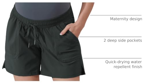 Maacie Maternity 5" Hiking Shorts with Pockets - color: Dark Grey, size: Medium