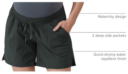 Maacie Maternity 5" Hiking Shorts with Pockets - color: Dark Grey, size: X-Large
