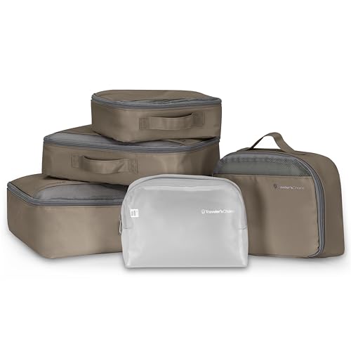 Traveler's Choice Cloverland Packing Cubes, 5-Piece Set, Light Beige - color: Light Beige