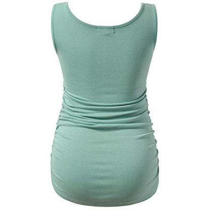 GINKANA Maternity Tank Tops Sleeveless Ruched Basic Tops Maternity Shirt Vest Mama Clothes - color: Sage, size: Medium