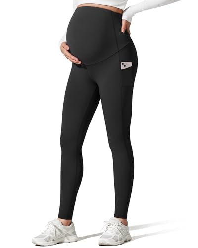 G4Free Fleece Pregnancy Maternity Leggings Winter,Black,XXL,Regular
