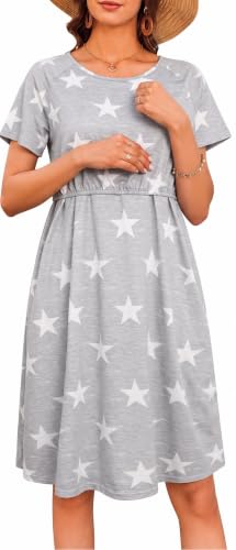 Women's Maternity Nursing Nightgown with Double Layer Breastfeeding Design - color: White, size: XX-Large