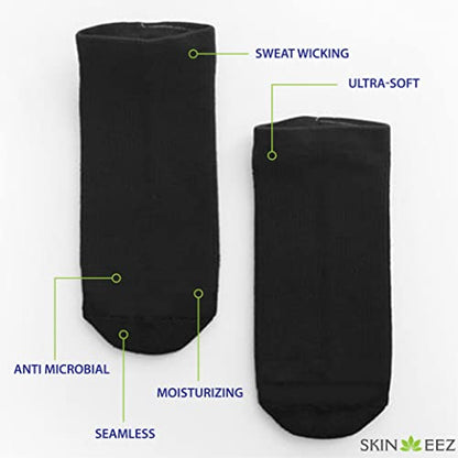 Skineez Diabetic Hydrating Socks, S/M, Black, 2 Pairs - color: Black, size: 2 Pair S/M (Pack of 1)
