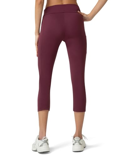 no nonsense Women's Cotton Capri Leggings with Side Pockets Workout Stretch Pants - color: Napa, size: X-Large