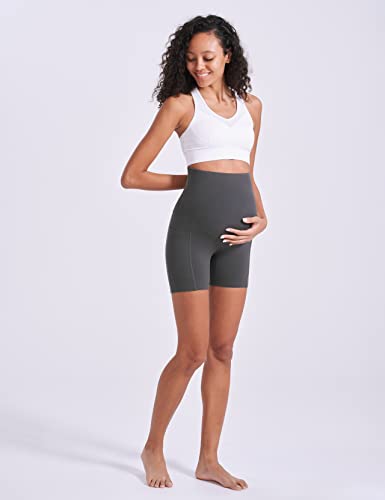 Enerful Maternity Biker Shorts with Pockets 8"/5" - color: Black+blue+grey+navy 5", size: Medium
