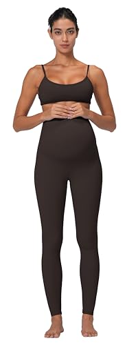 Sunzel Maternity Leggings, Over Belly Pregnancy Yoga Pants, Buttery Soft - color: 28" Seal Brown, size: Medium