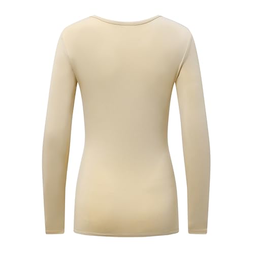 OThread & Co. Women's Long Sleeve T-Shirt Comfy Underscrub Tee Basic Stretch Layer - color: Apricot, size: Large